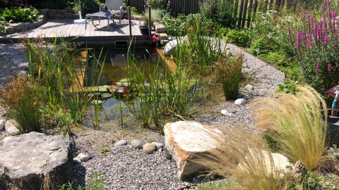 kleiner Schwimmteich mit Holzdeck, Foto: R. Pfammatter