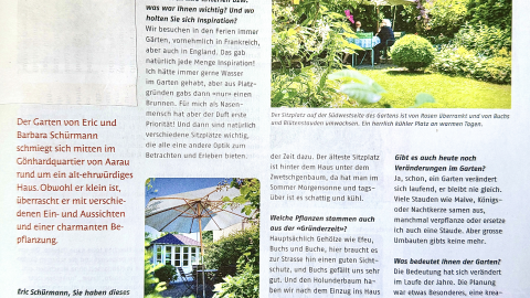Gartenporträt in der Frühlingszeitung 2026 von Gartencenter Zulauf Schinznach