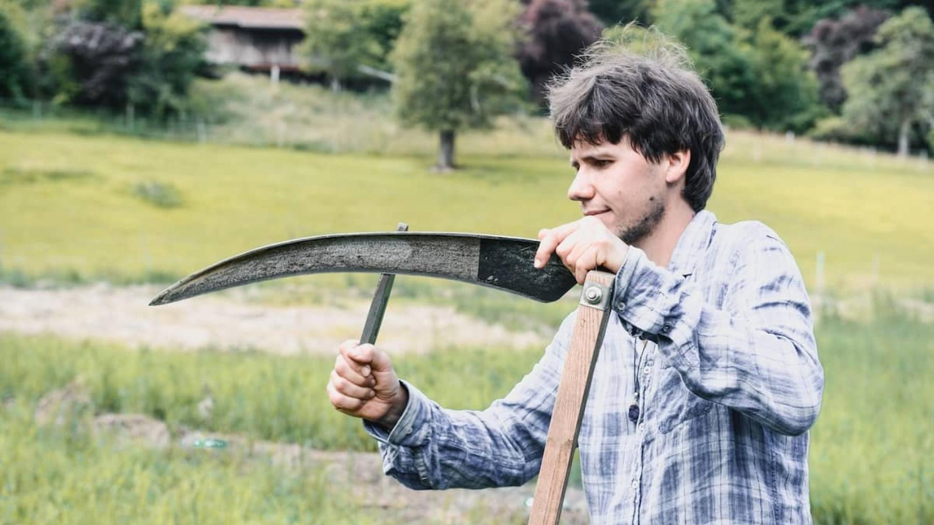 Gärtner schleift Sende