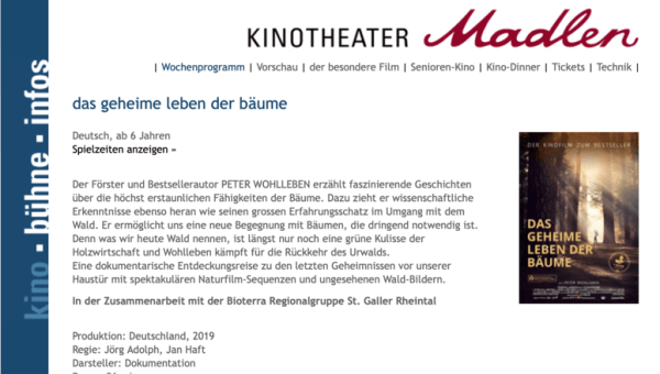 Kino Madlen Film das geheime Leben der Bäume