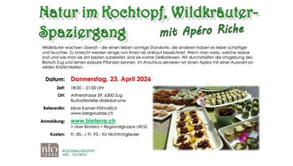 Natur im Kochtopf, Wildkräuter-Spaziergang mit Apéro Riche